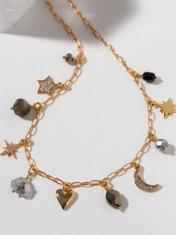 Nightfall Gemstone Charm Necklace for wholesale by Luna Norte