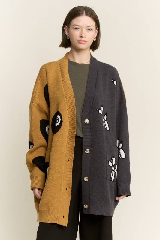 MOCHA/CARBÓN CÁRDIGAN OVERSIZE PERRO GLOBO Y BOLA 8 de venta al por mayor en Faire6