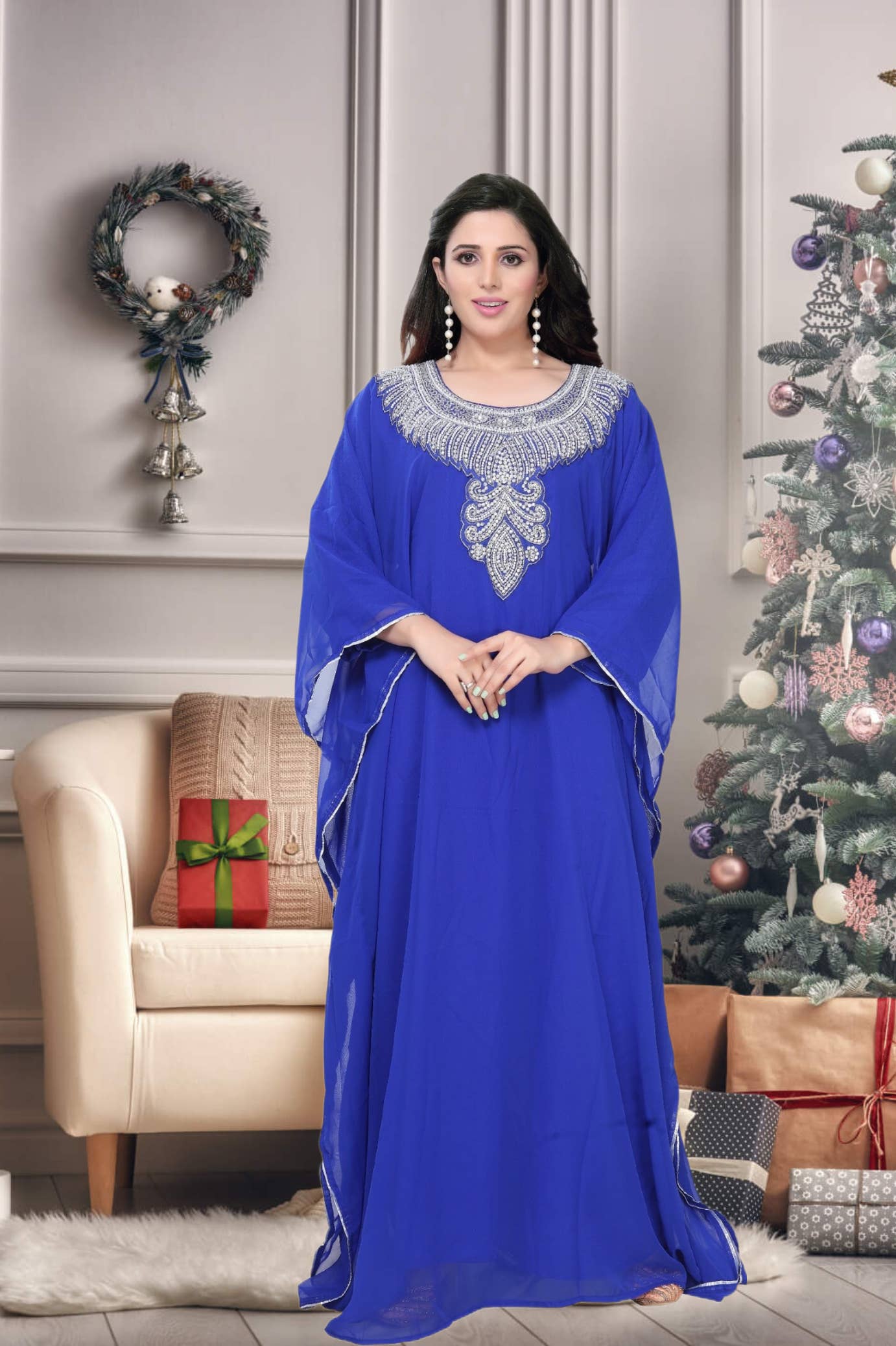 As Pictured Women's Luxurious Chiffon Caftan Beaded Leopard Kaftan for wholesale on Faire