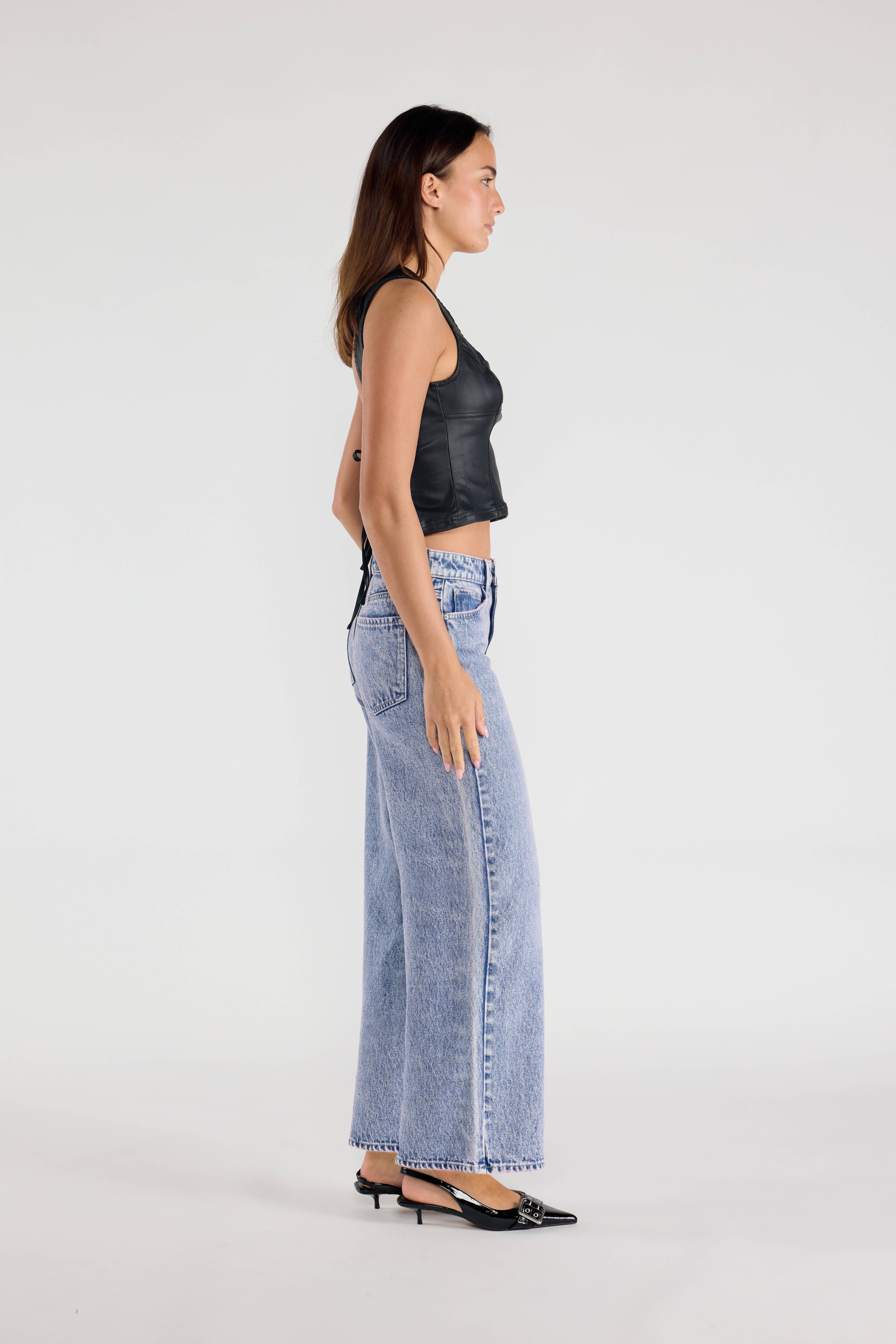 ENJEAN - Venta al por mayor Vaqueros - Mujer - JEANS DE PIERNA ANCHA RELAJADA DE CINTURA MEDIA OPEN PACK WEP36475