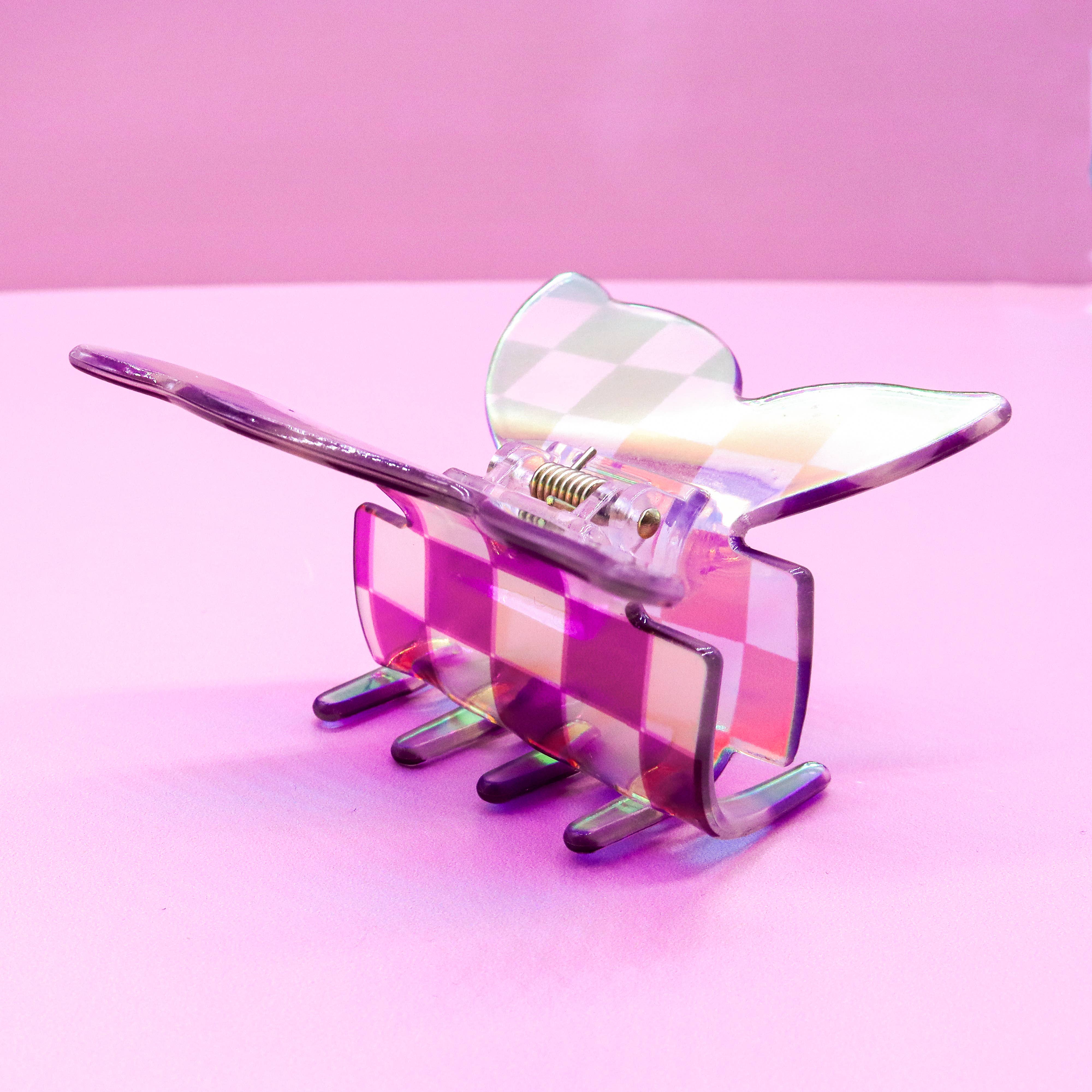 Frog Sac - Vente Pince à cheveux – femme - Pince à cheveux papillon à carreaux irisé moyen22