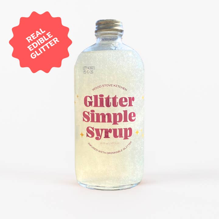 Wood Stove Kitchen – wholesale Cocktailmix/-sockerlag – Glitter Simple Sirap, 16 fl oz med ätbart glitter