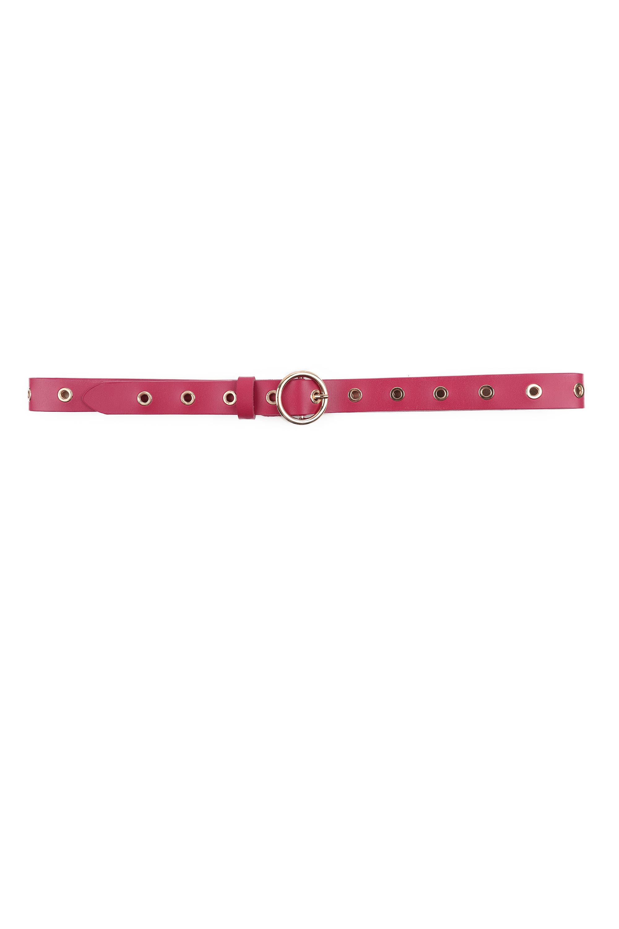 PHANIE MODE - Wholesale Belt - Women's - Round buckle leather belt with eyelets C-63414