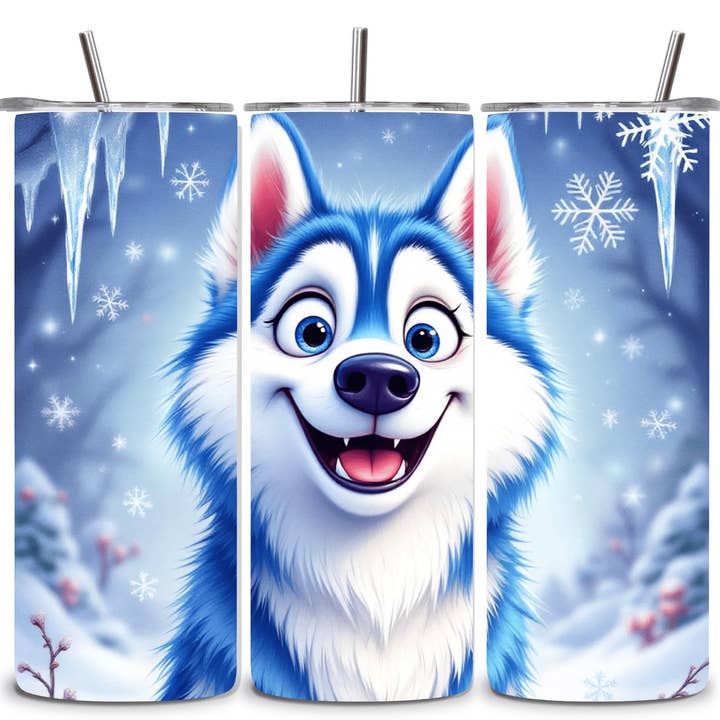 Alpha Printing 20oz Stainless-Steel Tumblers-Cartoon Husky Design for wholesale by Alpha Wholesale