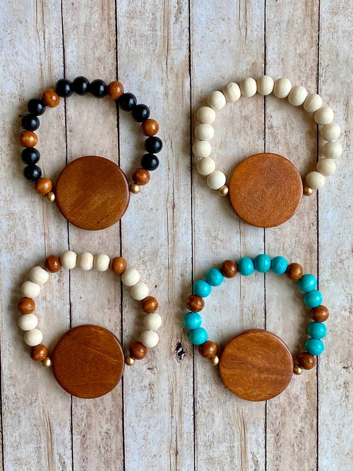Wooden Beads Bracelet for wholesale by Crimson and Lace LLC