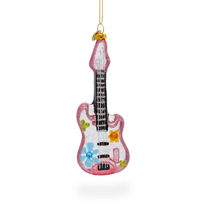BestPysanky - Venta al por mayor Adornos - Adorno de cristal para guitarra adornado con flores
