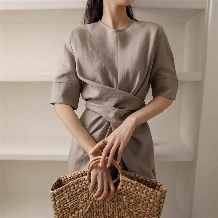 Abito midi a vita tinta unita per la vendita all'ingrosso da parte di UZ Wholesale Store