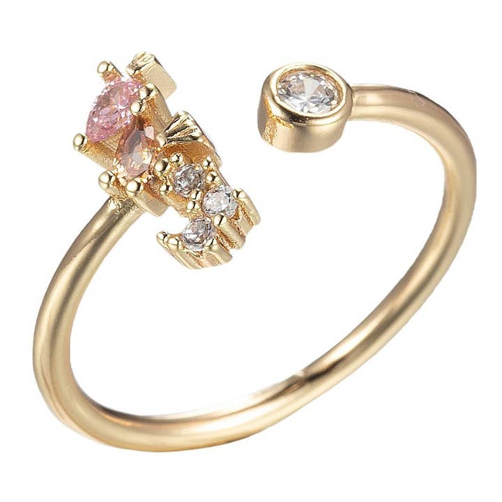 Aim Eternal - Wholesale Multi-Stone Ring - Gold Sea Horse Ring Open Adjustable Ring Animal Under the Sea Inspired O-997