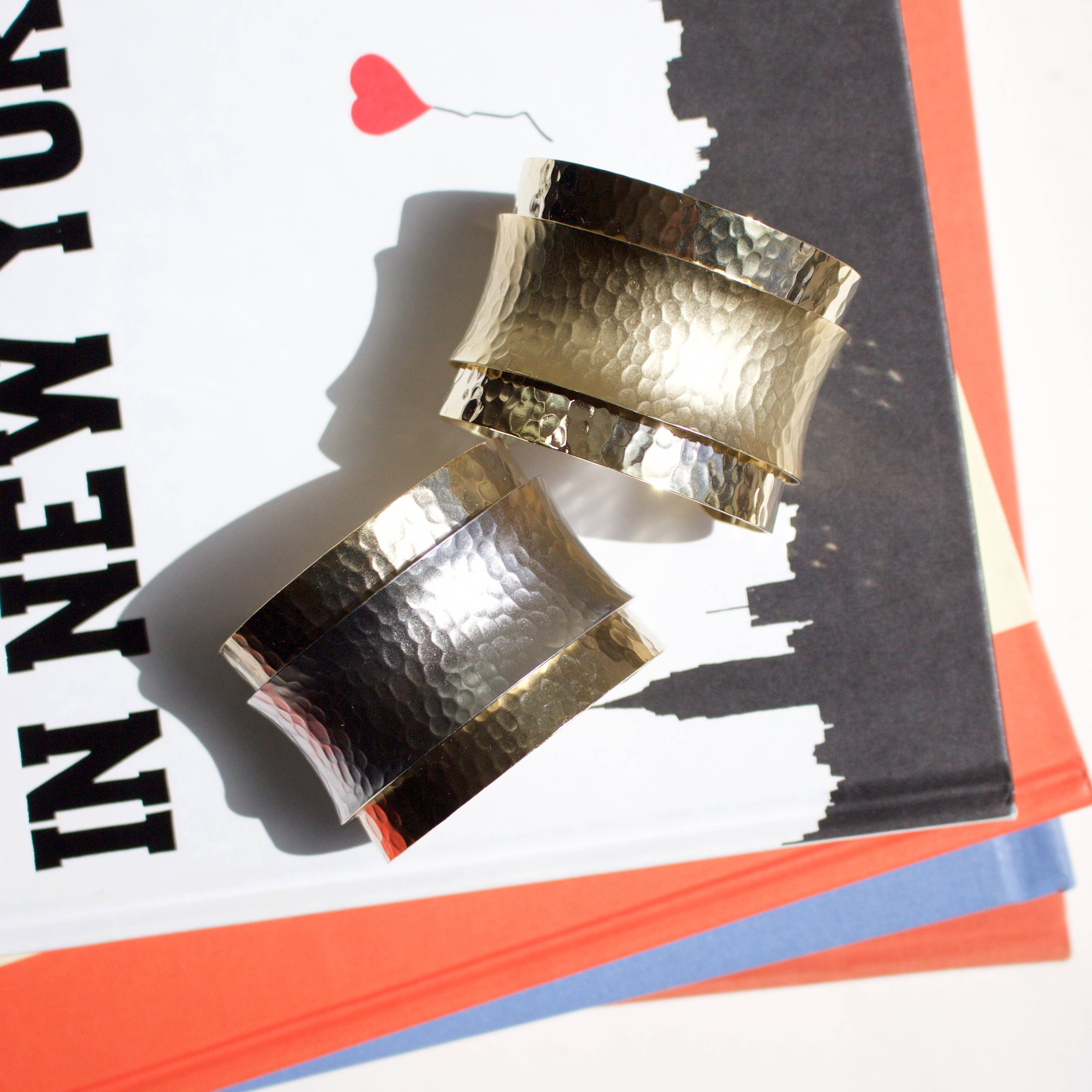 Matte Gold Matte Silver Aurora Layered Hammered 2" Cuff|Gold/Silver|Matte|Shiny for wholesale on Faire2