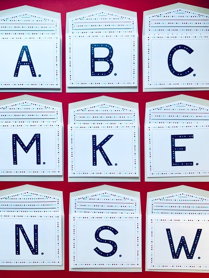 Block Initial with Pin Dot - Set of 10 Cards for wholesale by Mighty Violet Design