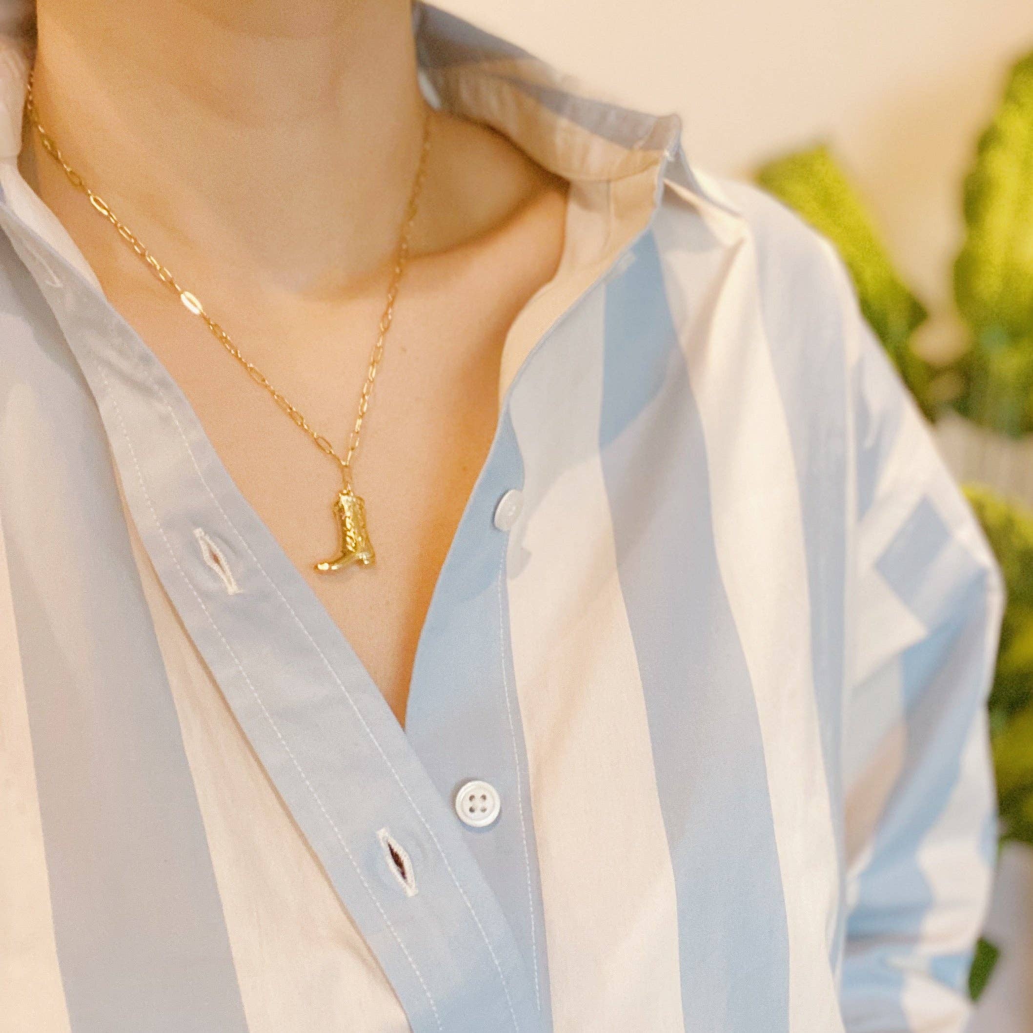 Ellison+Young - Wholesale Pendant/Charm Necklace - Golden Cowgirl Boot Necklace1