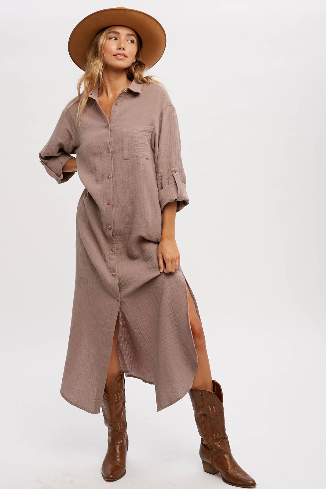 Bluivy - Wholesale Dress - Women's - BUTTON UP MAXI SHIRT DRESS WITH POCKET5