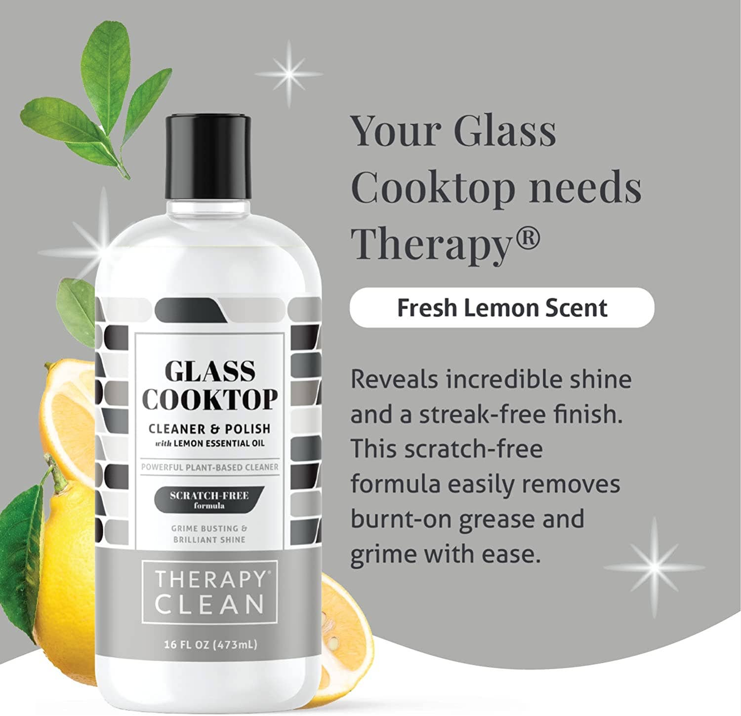 Therapy Clean - Vendita all'ingrosso Detergenti vetri - Detergente e lucidante per piano cottura in vetro, 16 oz2