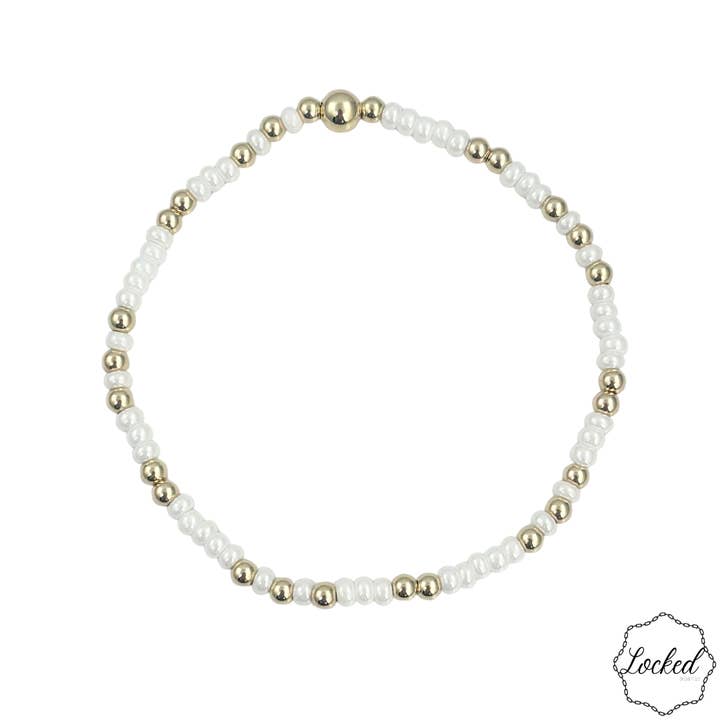 Bracelet en perles plaqué or blanc scintillant pour la vente par Locked by Lula 'n' Lee