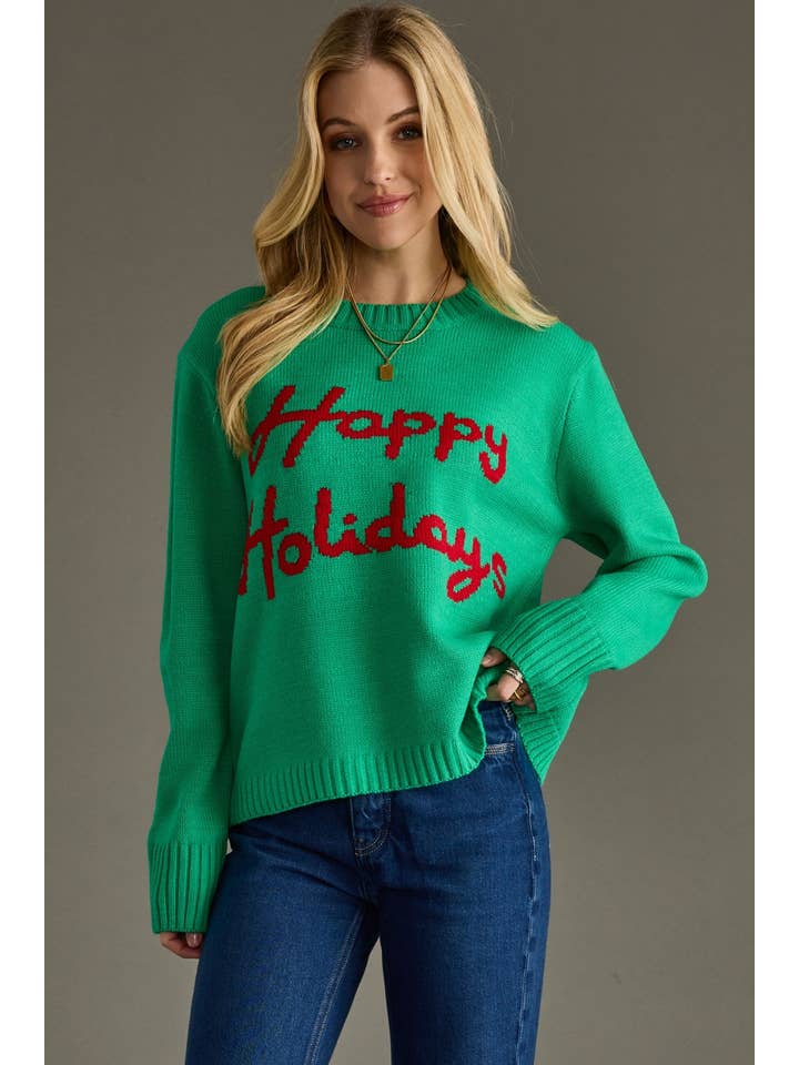 Panache Apparel Co. - Vendita all'ingrosso Maglione tricot - Donna - Maglione Verde e Rosso Buone Feste3