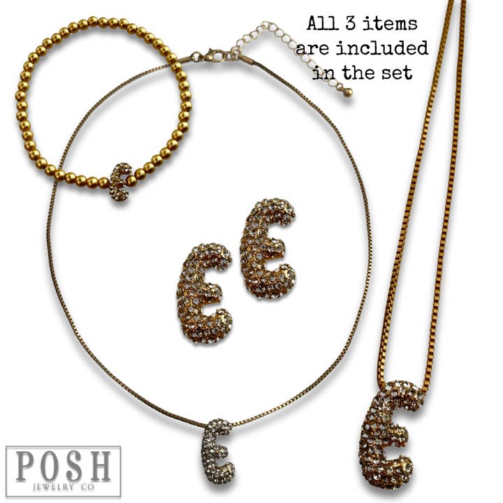 Pink Panache Brands - Wholesale Jewelry Set - Rhinestone initial jewelry set9