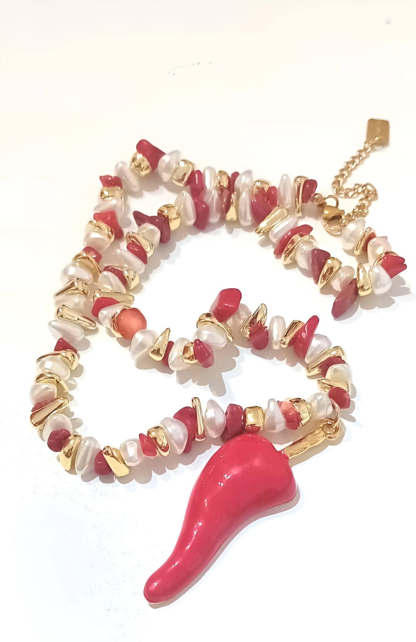 Wild & Free - Wholesale Beaded/Pearl Necklace - Collar artesanal de chile rojo5