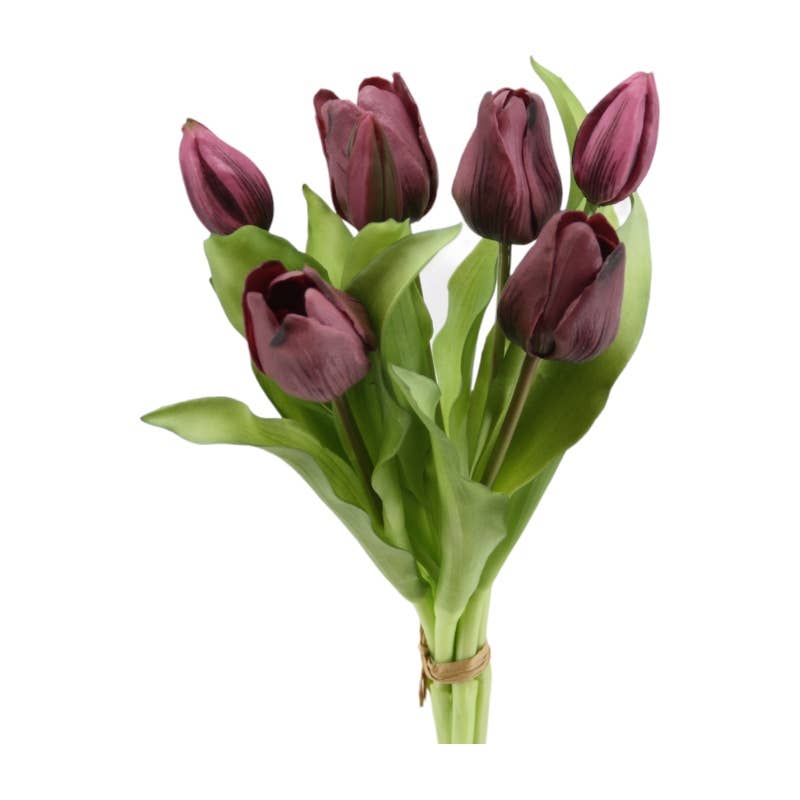 Floratexx - Wholesale Artificial Flowers - Tulip bunch 'soft touch' 30 cm burgundy0