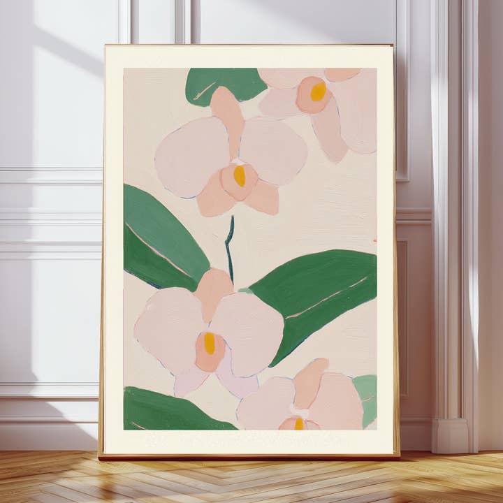 Creme und Rosa Abstrakte Blumen Kunst Druck für den Großhandel von Kumo Art Prints