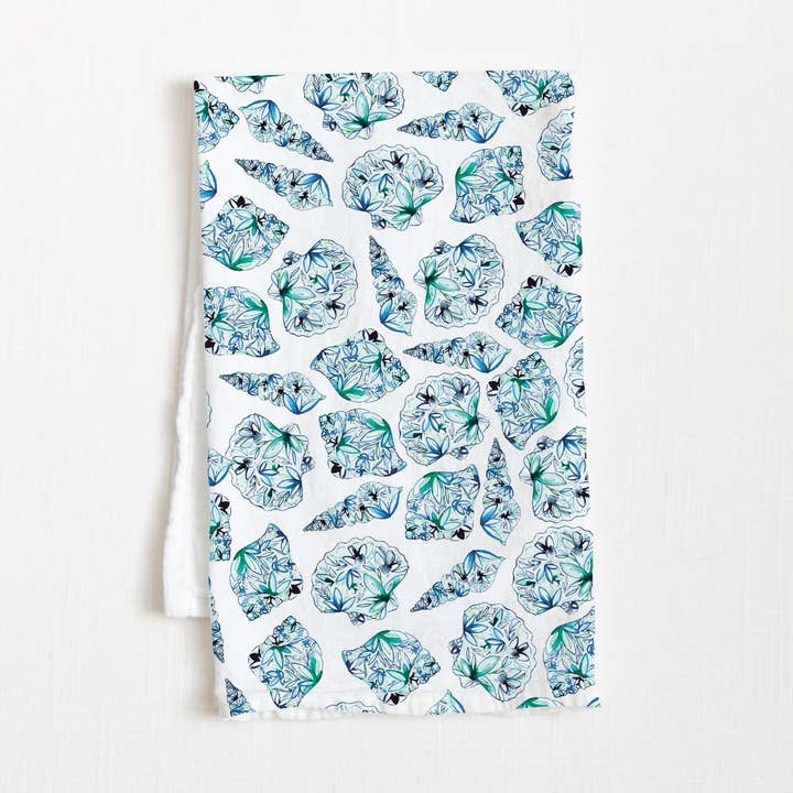 Seashell Flour Sack Tea Towel for wholesale by Amanda Klein Co.