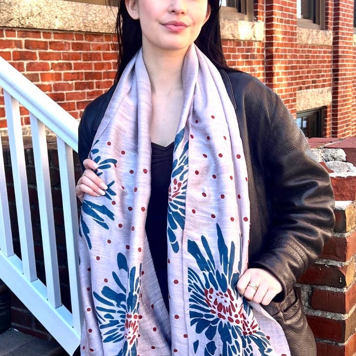 Wooven - Wholesale Scarf - Women's - Screen Printed Silk Blend Scarves in 13 colors and patterns, hand printed in Vietnam26