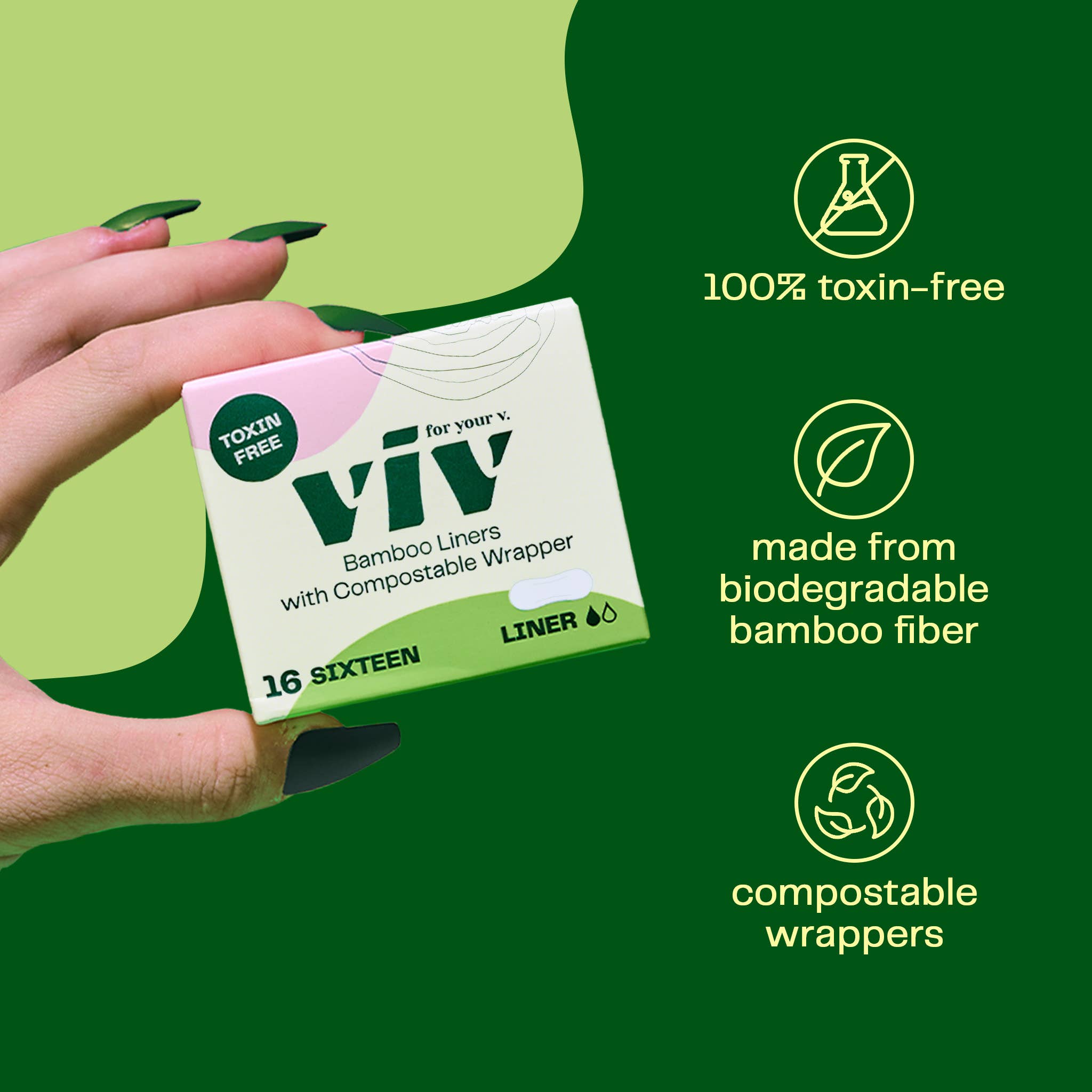 Viv for your V - Wholesale Menstrual Pad/Liner - Viv Bamboo Liners - Plant-Based Extra Soft Liners1