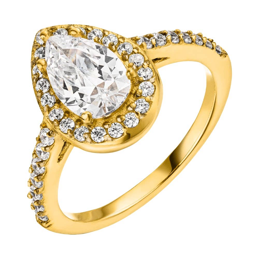 Schmuckgroßhandel - Venta al por mayor Anillo con gemas - Anillo gota con baño de oro de 18K0
