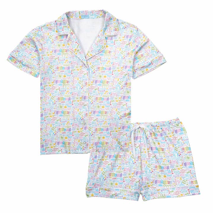 Charleston Women’s Button Front Short Pajama Set for wholesale by Joy Street