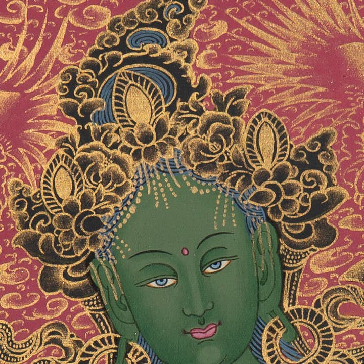 Lucky Thanka - Wholesale Painting/drawing - Handpainted Green Tara Thangka Painting1