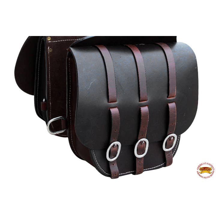 HILASON - Wholesale Horseback Riding Gear - HILASON Soft Leather Horse Saddle Bag Dark Brown & Black | Equestrian Western Adjustable Closure1