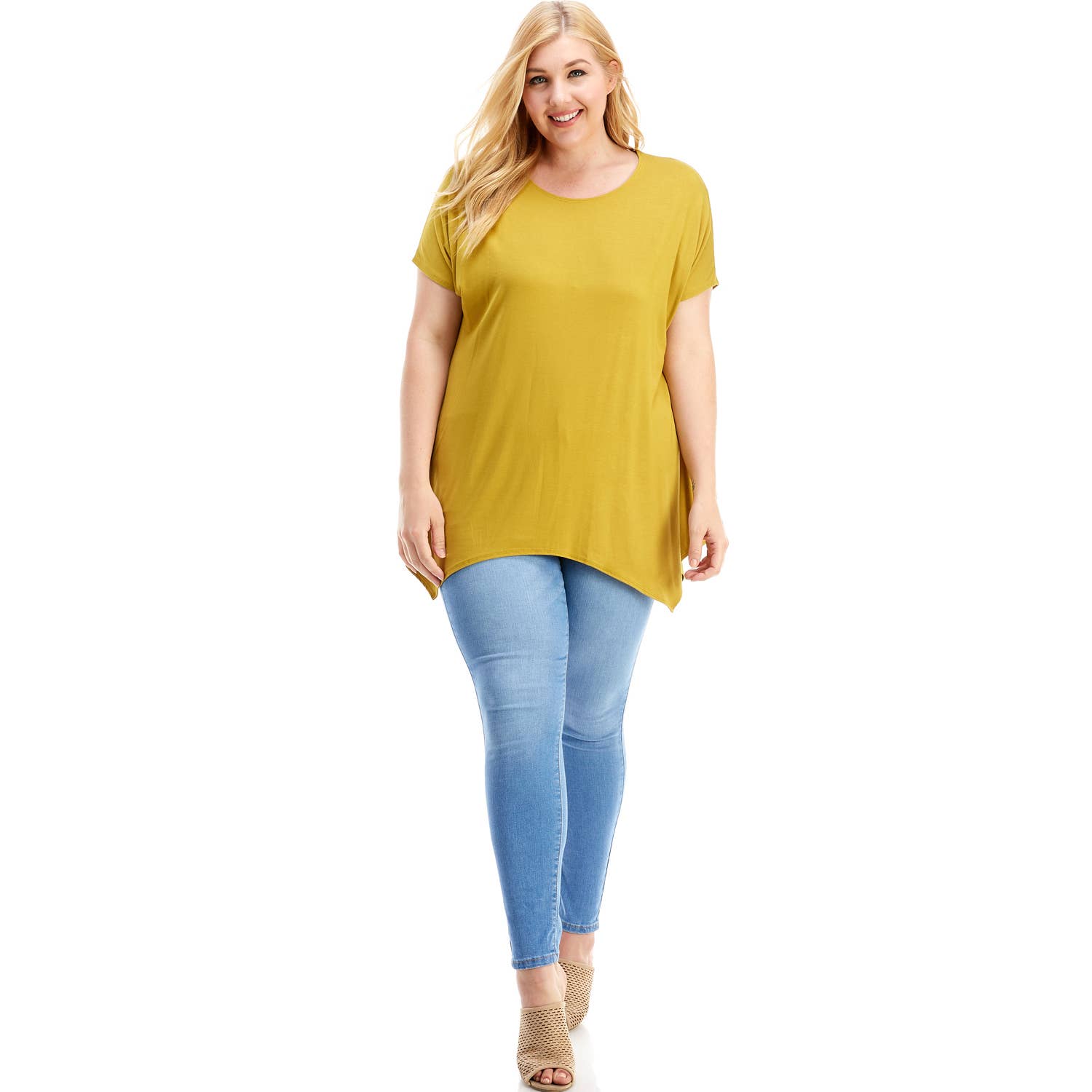 Azules Clothing - Wholesale Tunic - Women's - ATP-2307RSX Plus Size Asymmetric Short Sleeve Tunic73