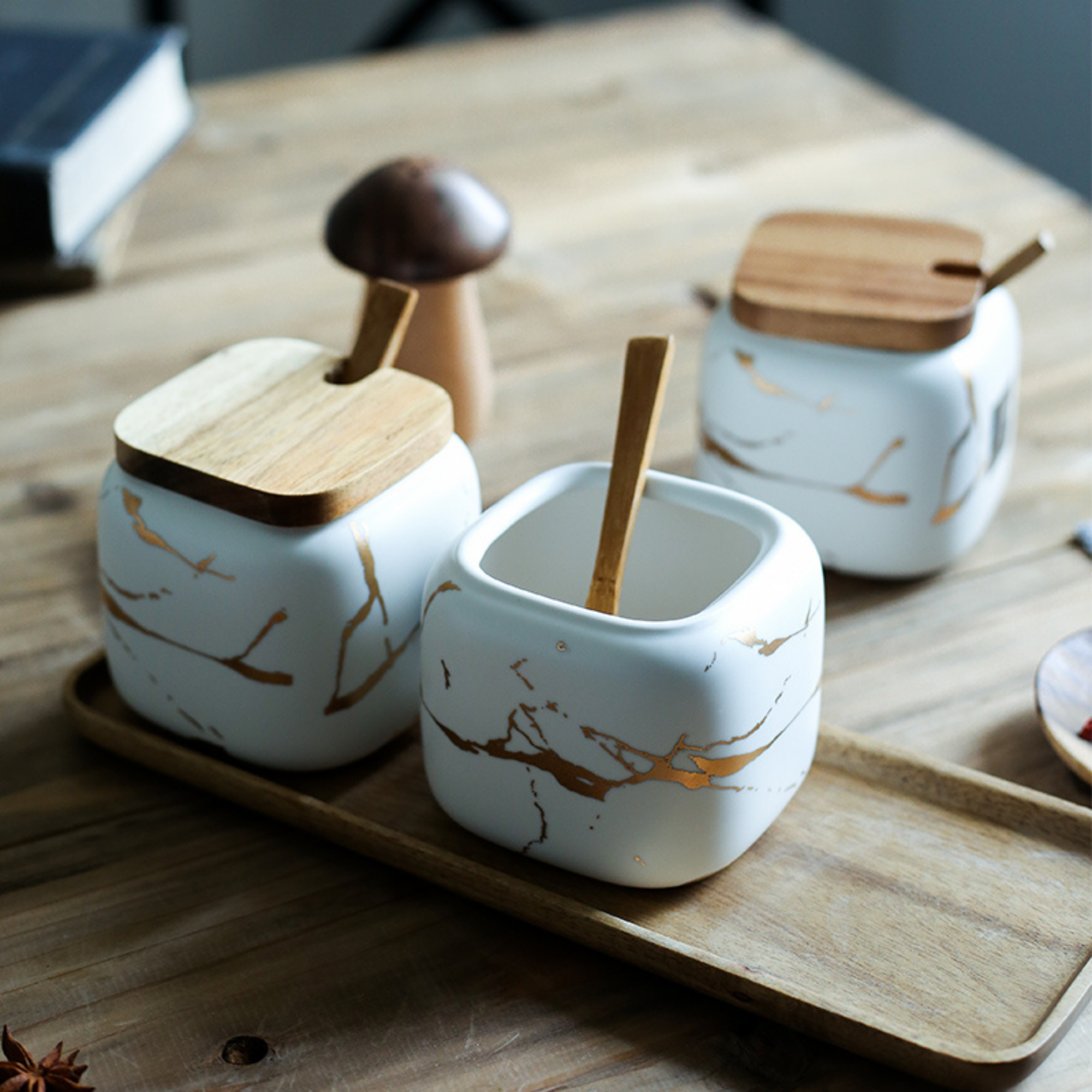 Homerely (We Cover All Import Duties) – wholesale Jar – Marble Porcelain Kitchen Seasoning Set9