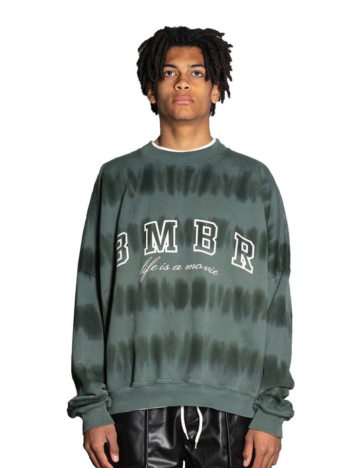 TIE DYE SWEATER - GREEN / BLACK for wholesale by BOMBER CLOTHING
