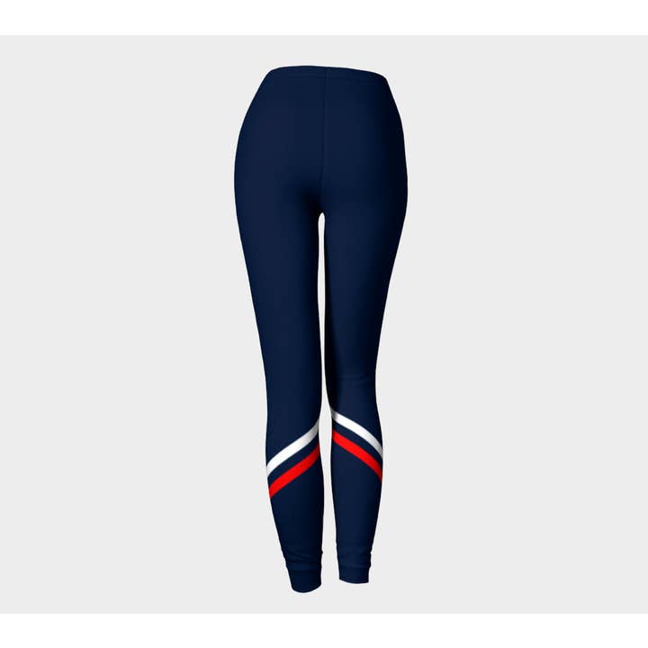 Stripe Adult Leggings - Red and White on Navy for wholesale by SummerTies