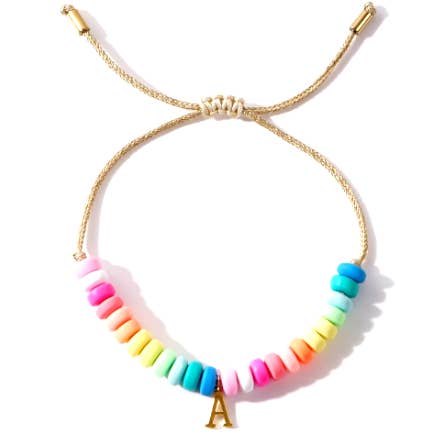 Malibu Sugar - Wholesale Jewelry - Men's - Rainbow beaded Initial Bracelets!