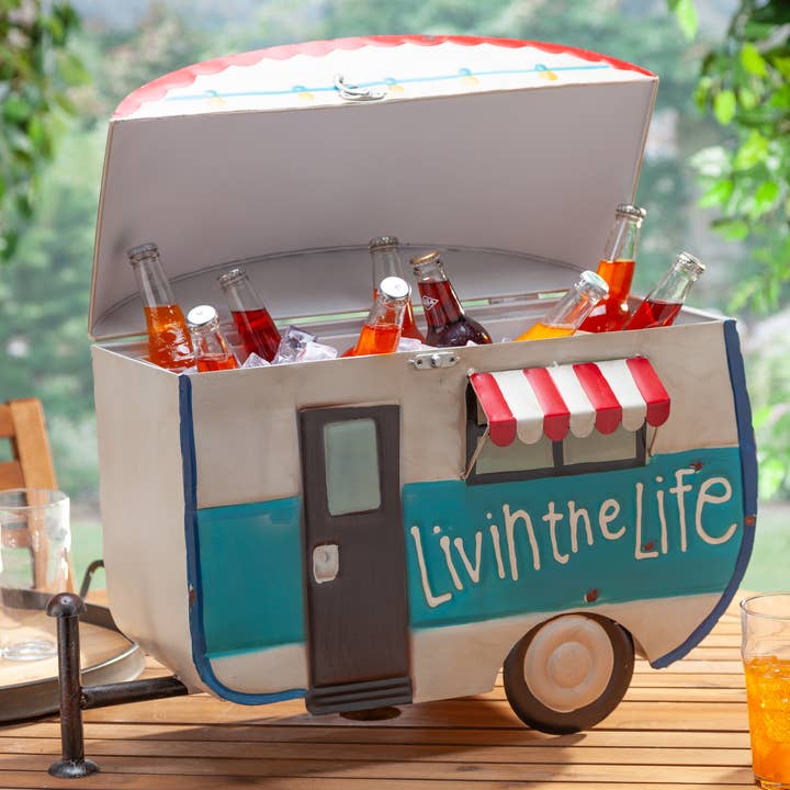 The Gerson Companies - Wholesale Cooler/Cooler Bag - 25.5 in. Metal Antique Camper Ice Chest