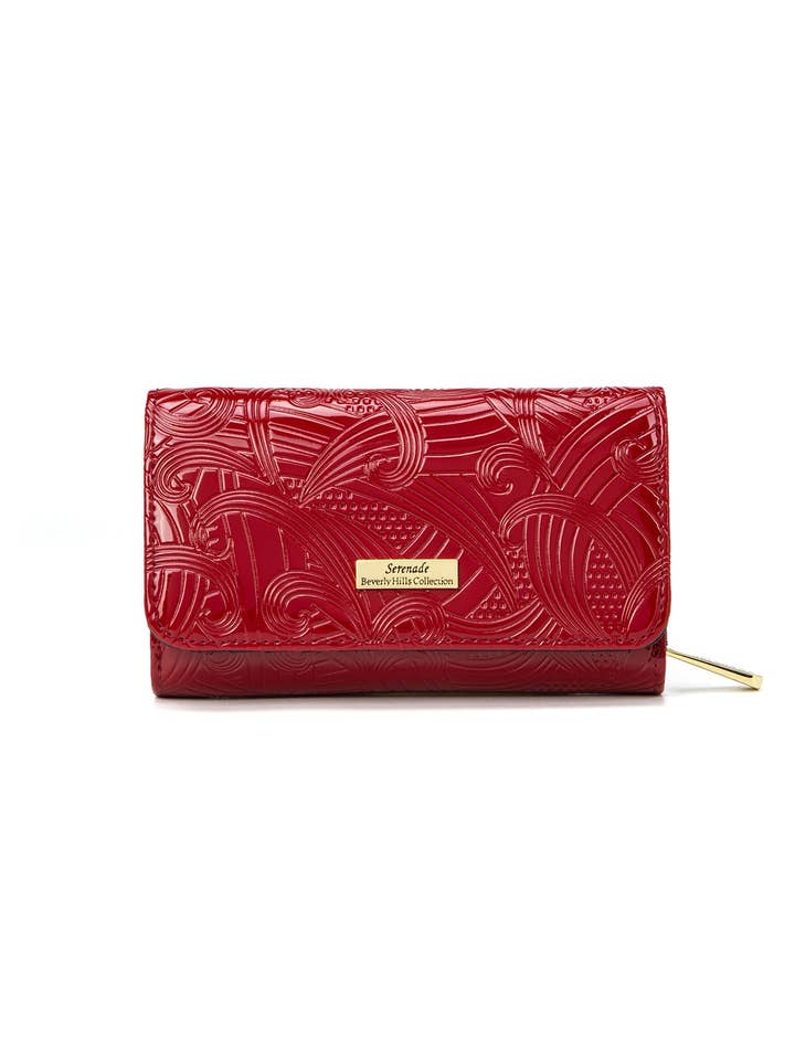 AMIRA MEDIUM PATENT LEATHER WALLET WITH RFID- WSF4502-RED- NEW IN for wholesale by Serenade Beverly Hills Collection