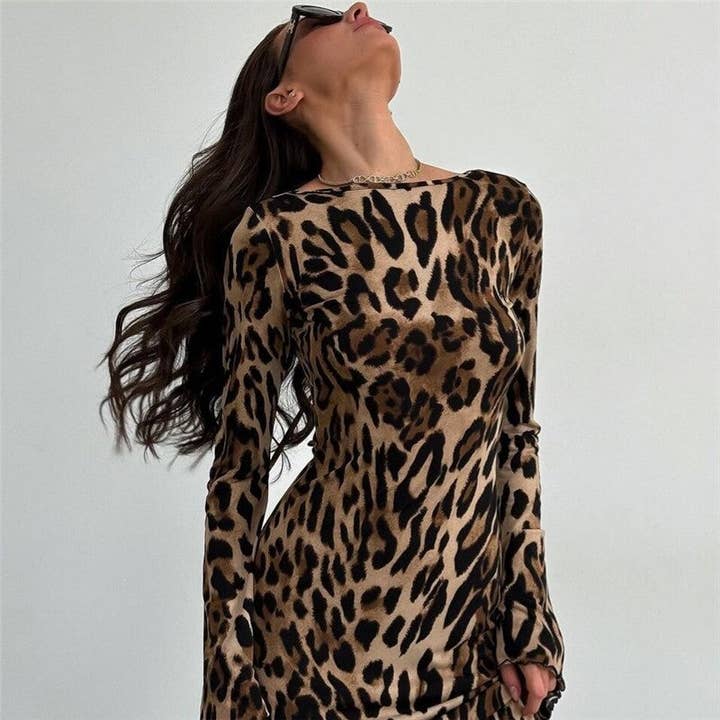 Strappy Back Leopard Print Mini Dress for wholesale on Faire4