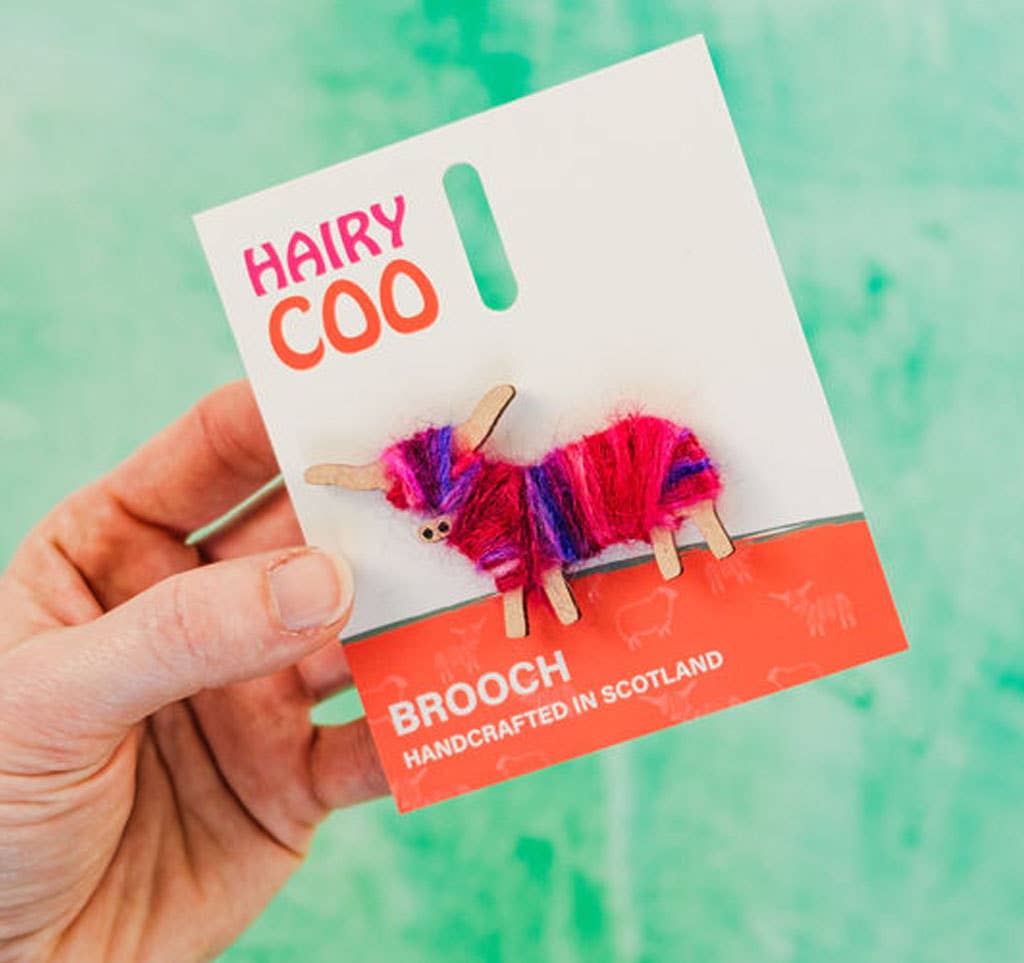 Hairy Coo - Venta al por mayor Broches - Broche hecho a mano con forma de vaca de las Highlands, nacido y criado en Escocia1