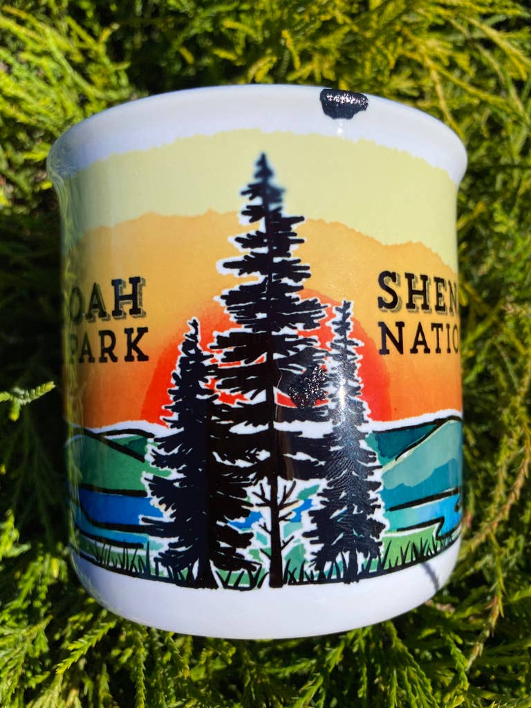 Sweetgum Studio - Wholesale Coffee Mug - Stoneware Distressed Mug with Blue Trim 14 oz.7