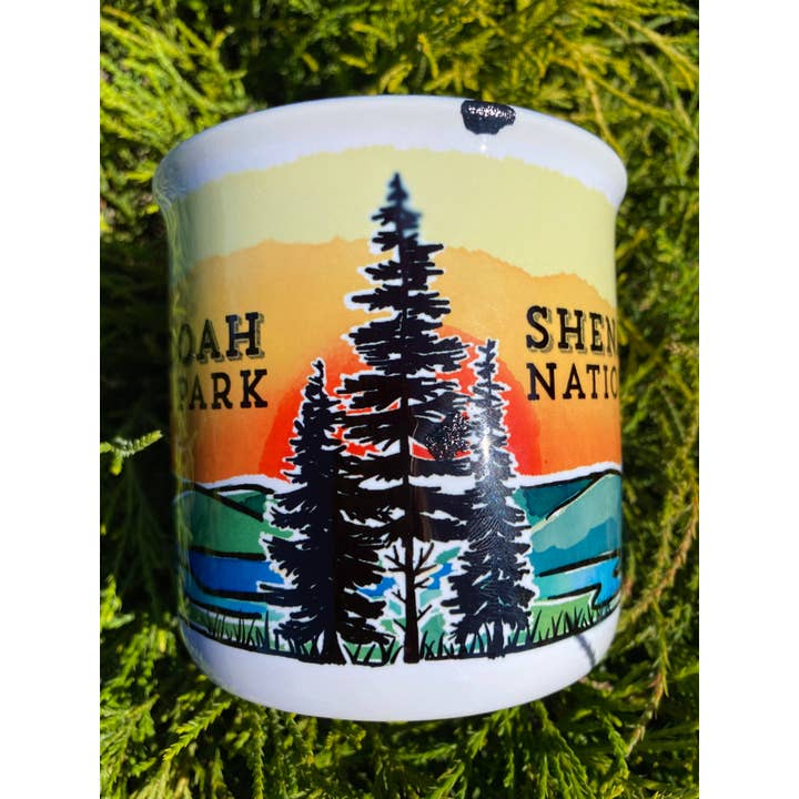 Sweetgum Studio - Wholesale Coffee Mug - Stoneware Distressed Mug with Blue Trim 14 oz.7