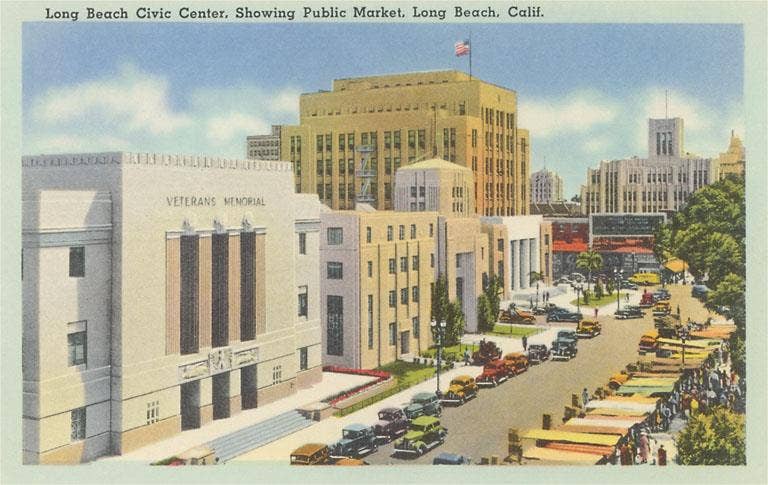Found Image Press - Wholesale Postcard - Postcard LB-55 Civic Center, Public Market, Long Beach, Cali0