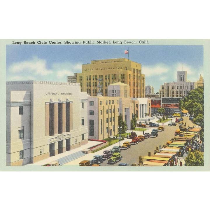 Found Image Press - Wholesale Postcard - Postcard LB-55 Civic Center, Public Market, Long Beach, Cali