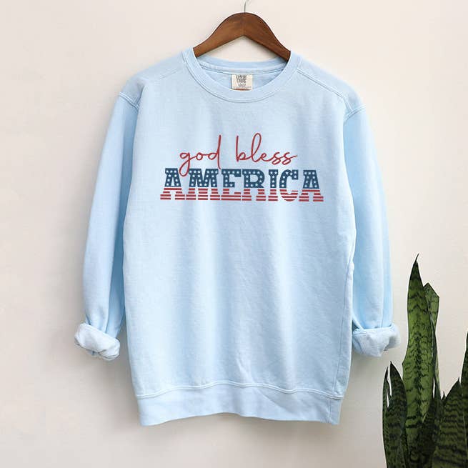 God Bless America Flag | Garment Dyed Sweatshirt for wholesale by Uplifting Threads Co Wholesale