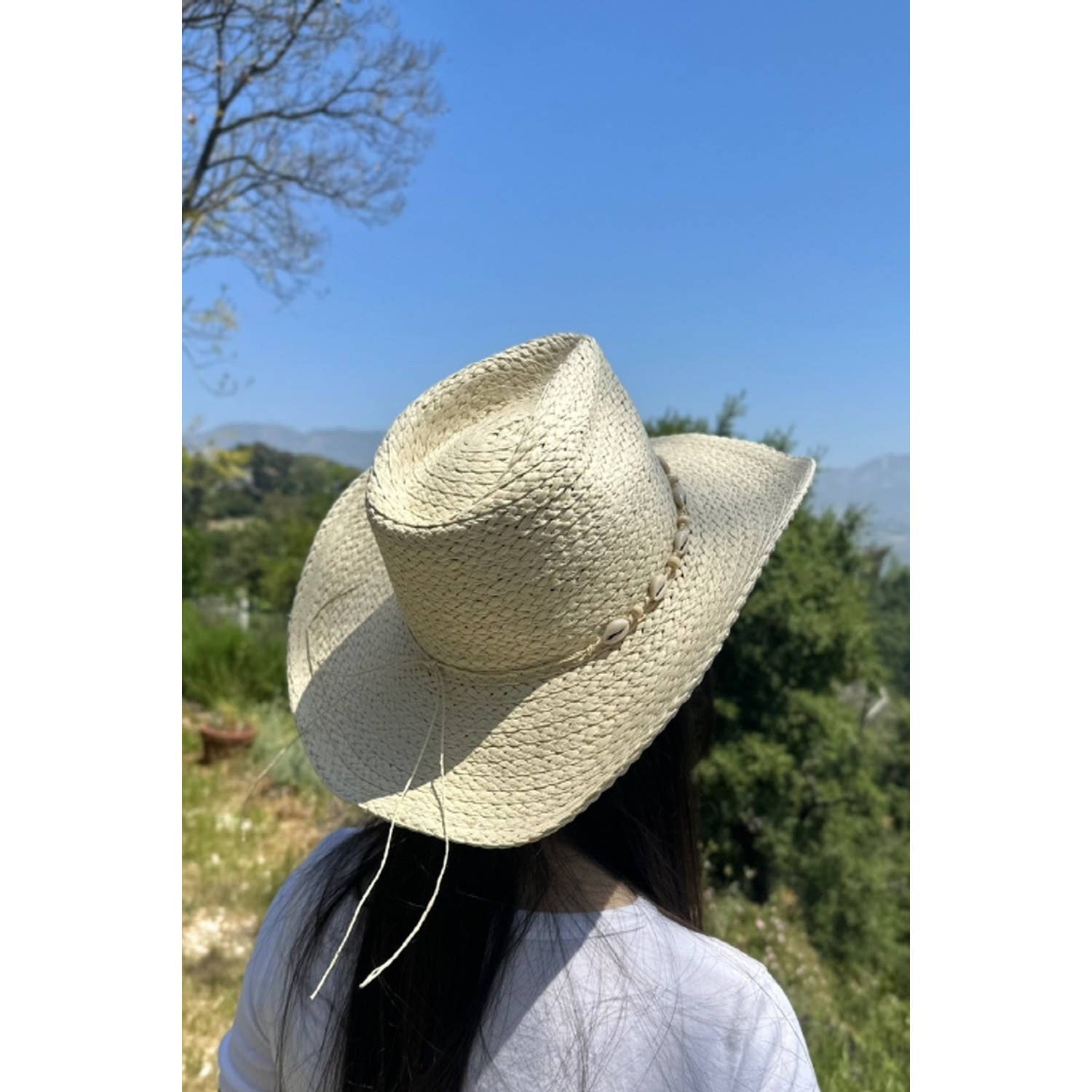 Queens INC - Wholesale Straw Hat - Women's - STRAW COWBOY WiITH SEA SHELLS 2