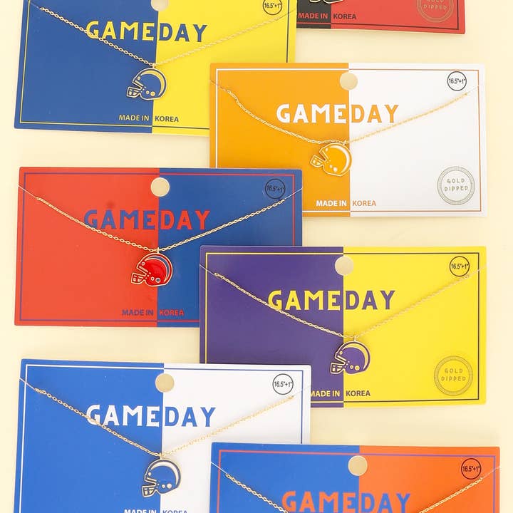 Game Day Football Helmet Gold Plated Necklace for wholesale by SP Sophia Collection