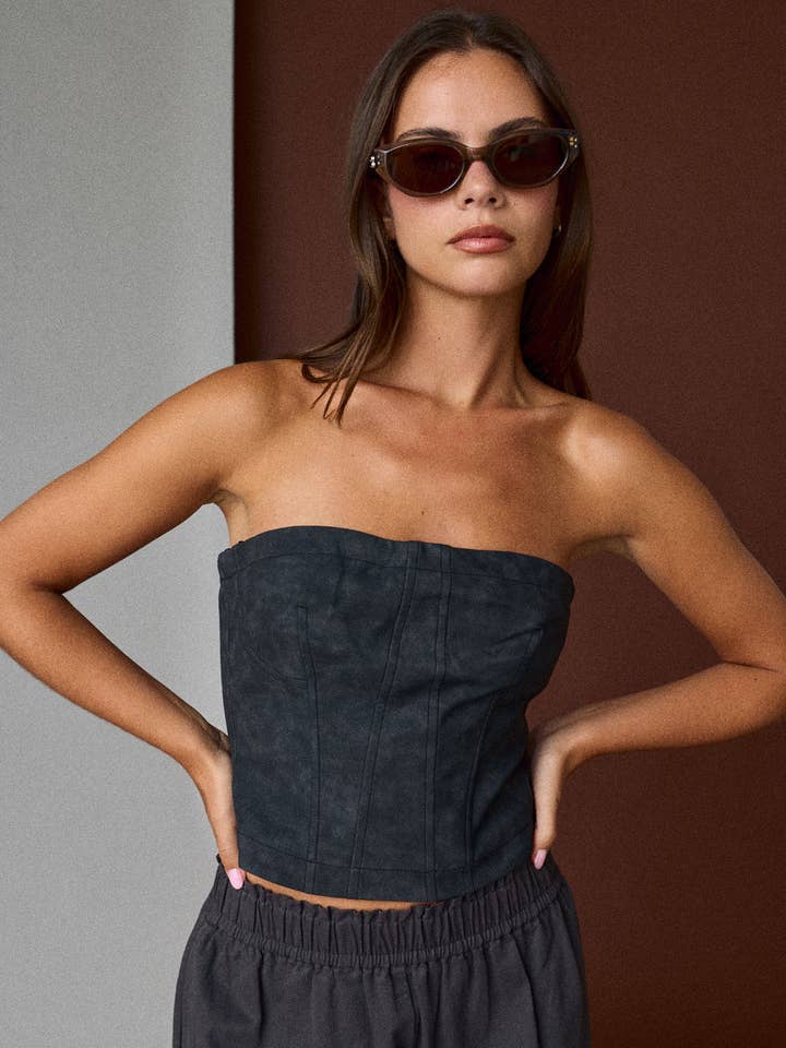 PT51201 - FAUX SUEDE TUBE TOP for wholesale by Papermoon