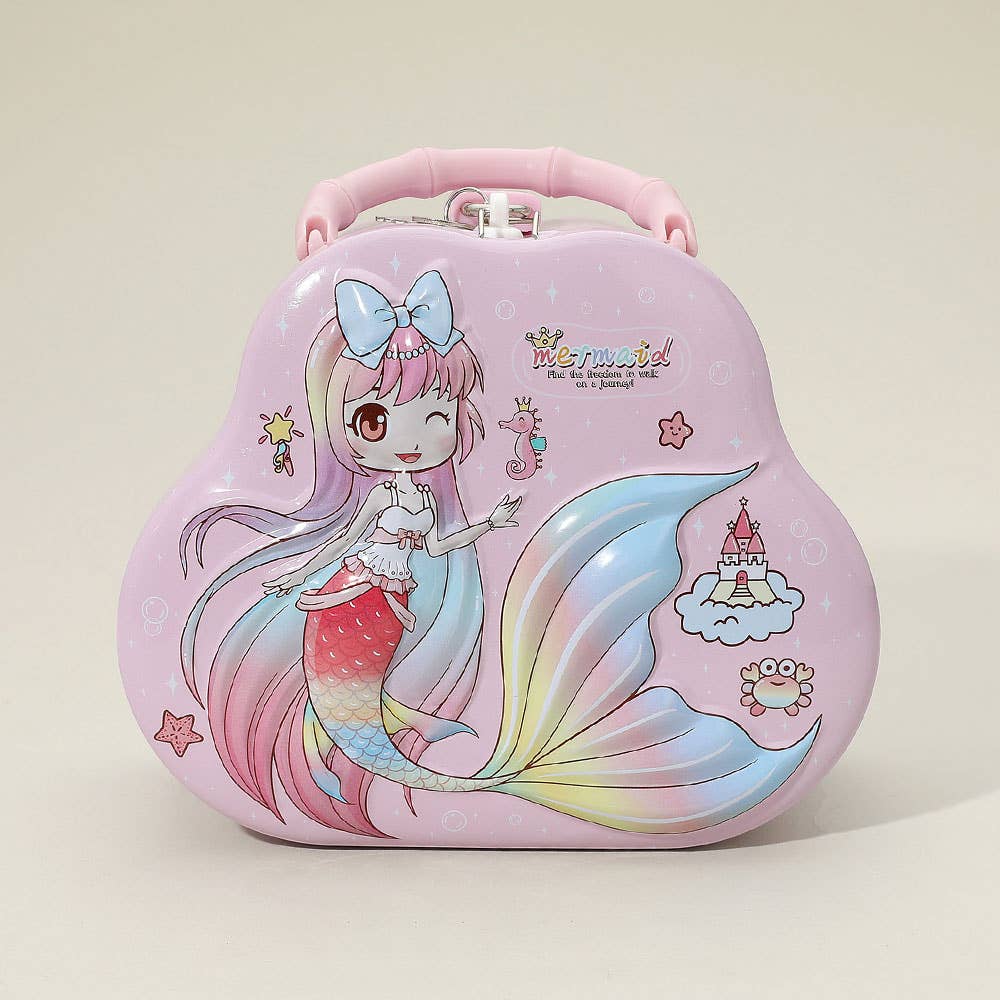 Sensibling Corp. - Wholesale Money/Piggy Bank - Kids & Baby - Mermaid Lockable Tin Case Portable Bag Coin Bank0