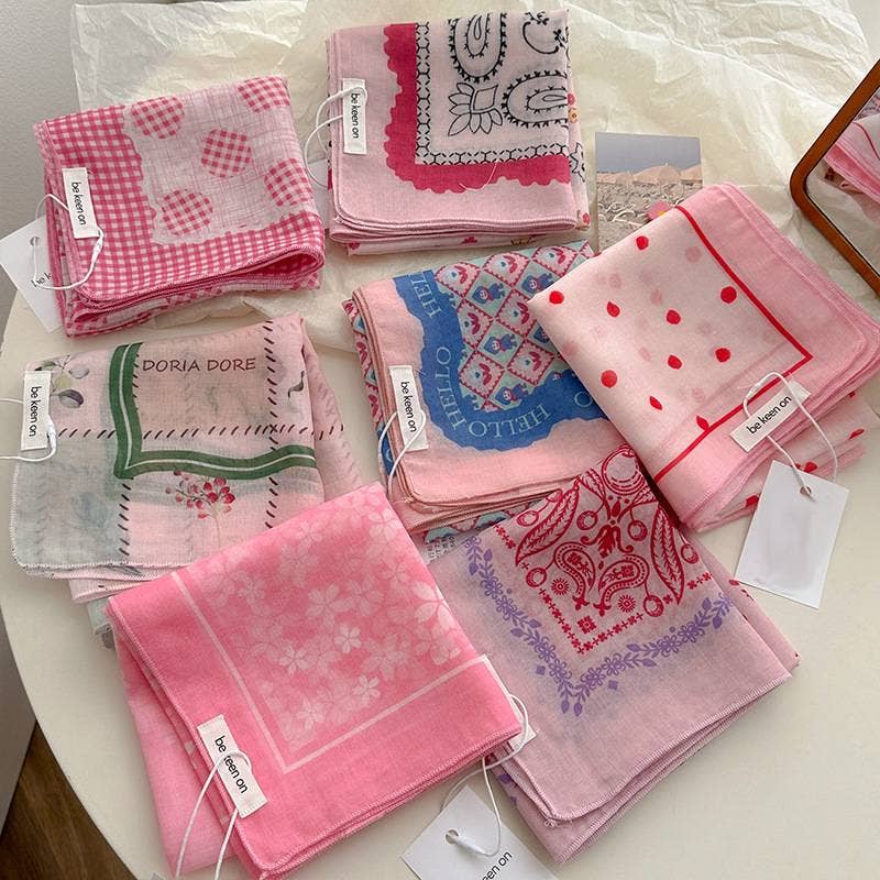 MKS America - Wholesale Bandana - Women's - pink fairy tale Floral Bandana Square scarf17