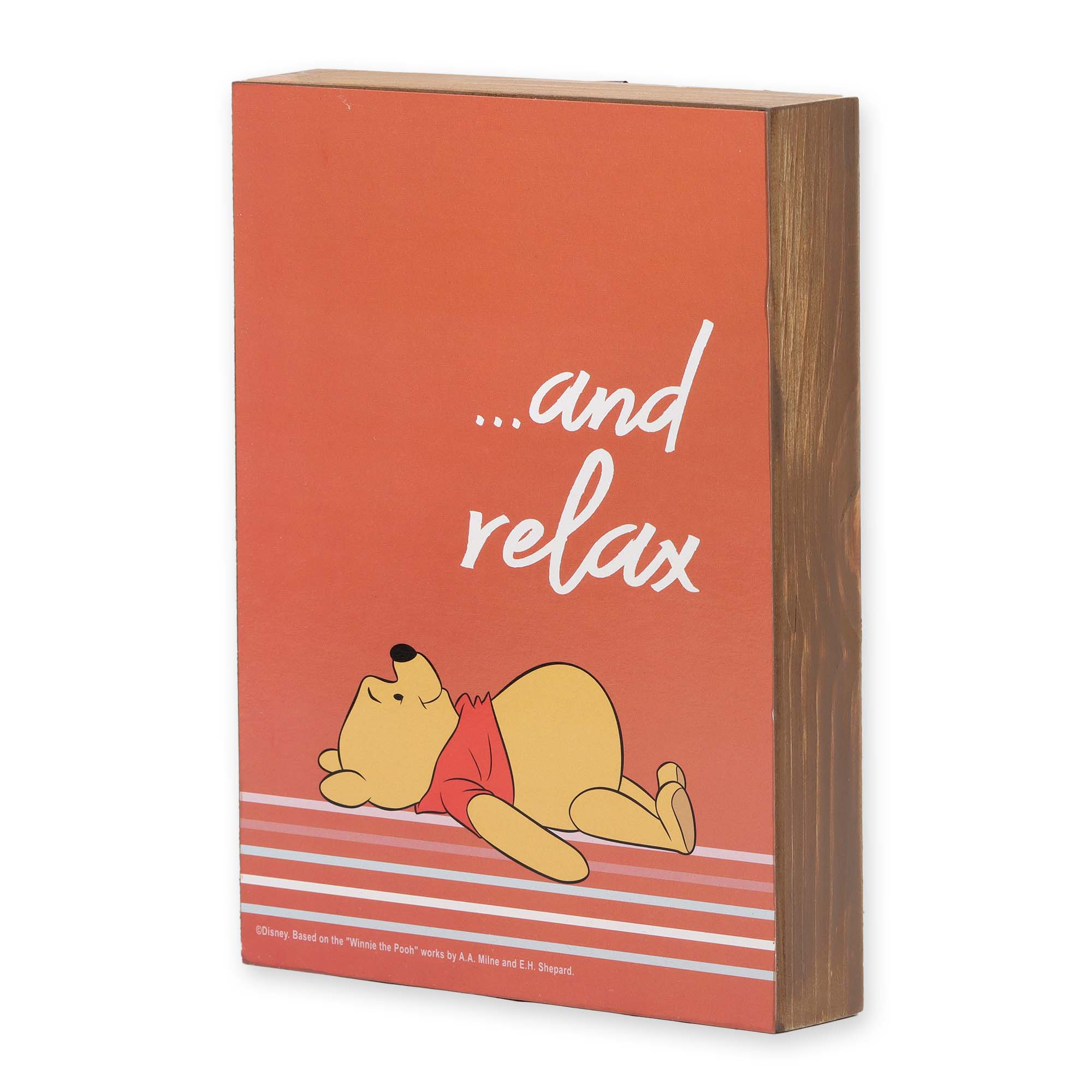 Open Road Brands, LLC - Wholesale Sign - Disney Winnie the Pooh Relax Striped Wood Wall Decor1
